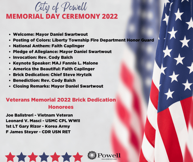 City of Powell, Ohio Memorial Day Parade and Ceremony 2022